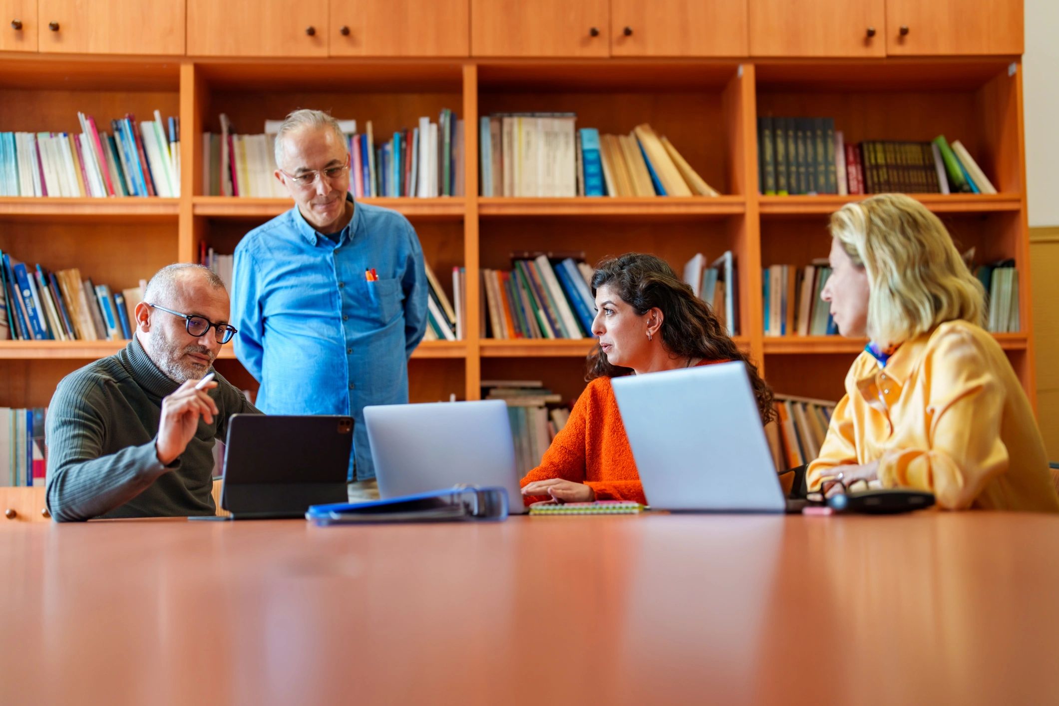 Professional team collaborating in a meeting room